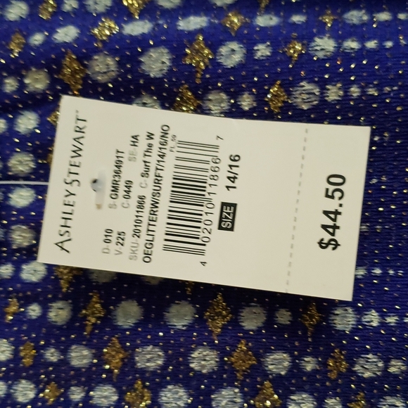 Ashley Stewart Blue and Gold Glitter Sweater and Skirt set. NWT - Picture 3 of 5